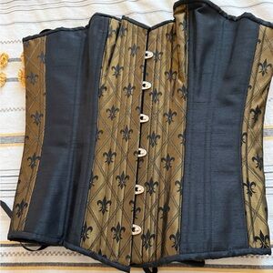 Elegant Black and Gold Overbust Corset